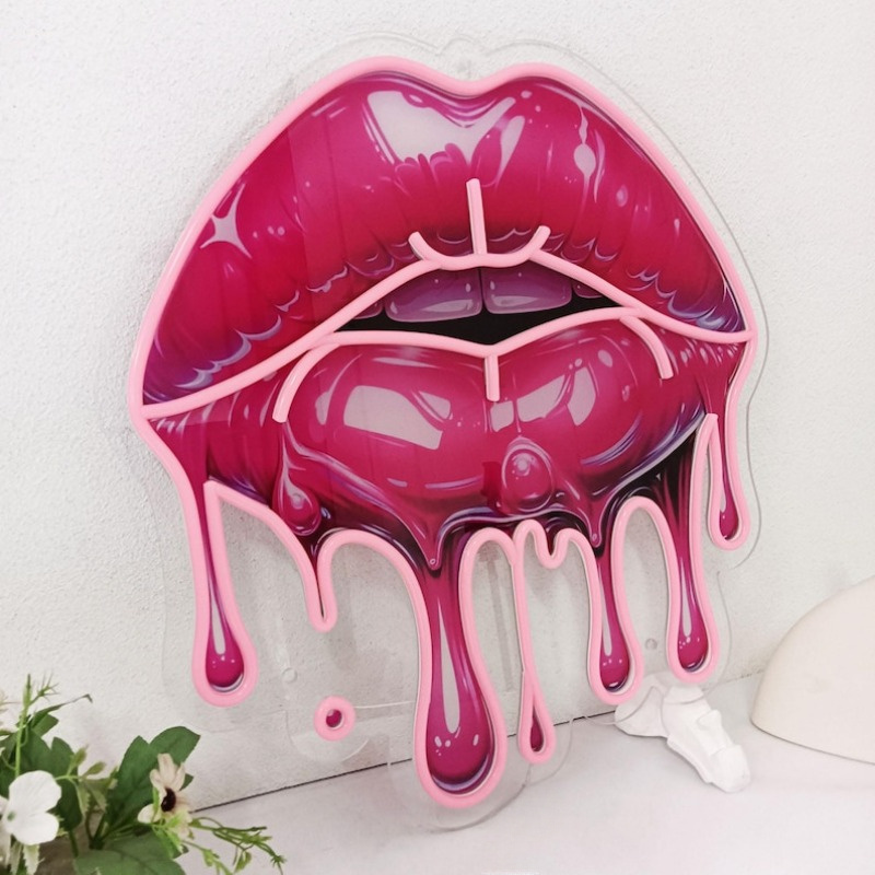 Melting Lips UV Printed Neon S - Commercial Wall Printing ulasan dan harga