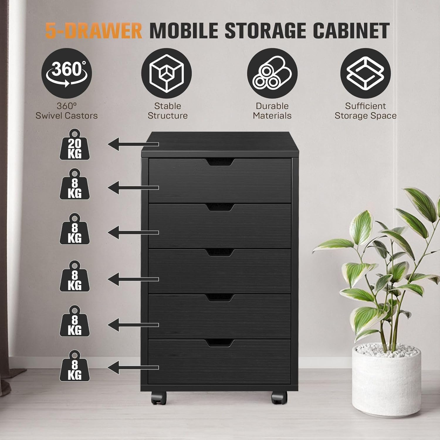 5 Drawer File Cabinet Mobile D - Commercial Printer ulasan dan harga